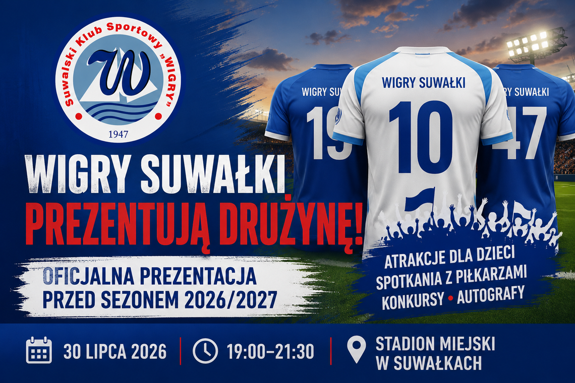 Wigry Suwałki zaprezentują drużynę przed nowym sezonem. Klub zaprasza na rodzinny event Wigry Suwałki zaprezentują drużynę przed nowym sezonem. Klub zaprasza na rodzinny event