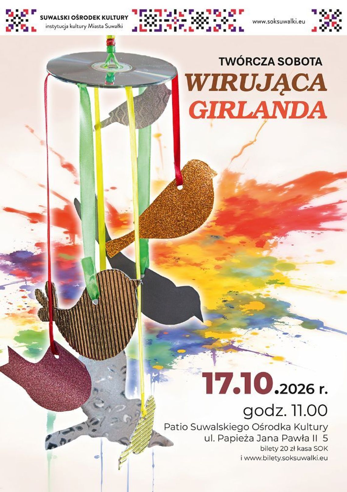 „Wirująca girlanda” w Suwałkach. Twórcza Sobota dla dzieci „Wirująca girlanda” w Suwałkach. Twórcza Sobota dla dzieci