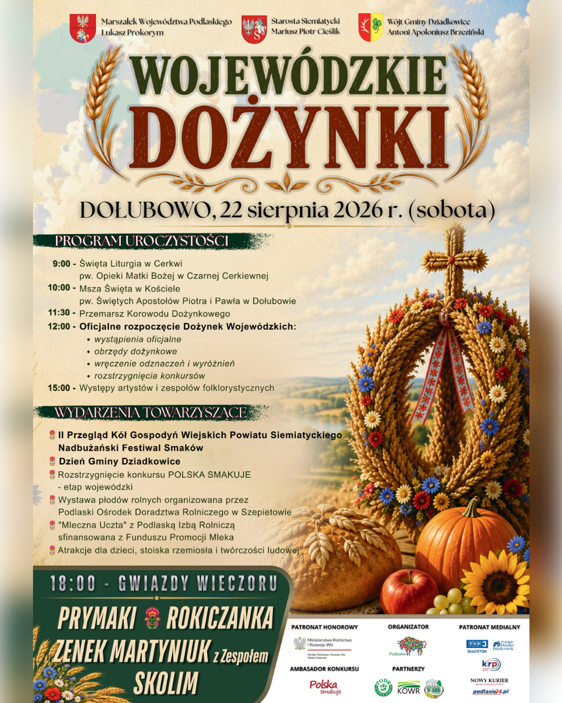 Wojewódzkie Dożynki, Dzień Gminy Dziadkowice i wielkie koncerty. W sobotę Dołubowo zaprasza Wojewódzkie Dożynki, Dzień Gminy Dziadkowice i wielkie koncerty. W sobotę Dołubowo zaprasza