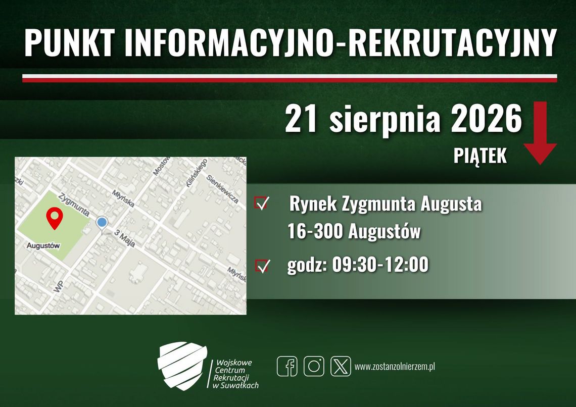 Wojsko przyjedzie do Augustowa. Mobilny punkt rekrutacyjny już w piątek Wojsko przyjedzie do Augustowa. Mobilny punkt rekrutacyjny już w piątek