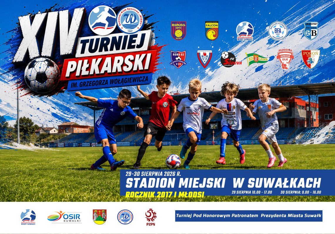 XIV Turniej im. Grzegorza Wołągiewicza w Suwałkach. Na stadionie zagra 12 młodzieżowych drużyn