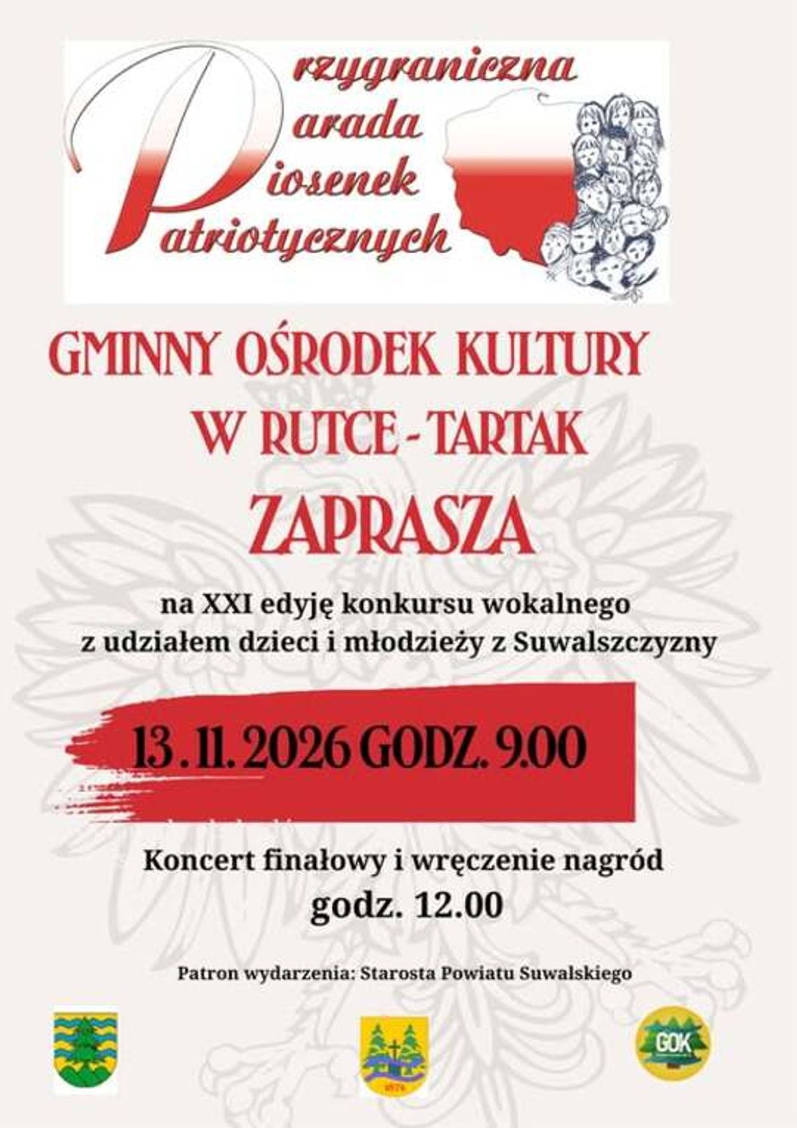 XXI Przygraniczna Parada Piosenek Patriotycznych. Dzieci i młodzież wystąpią w Rutce-Tartak XXI Przygraniczna Parada Piosenek Patriotycznych. Dzieci i młodzież wystąpią w Rutce-Tartak