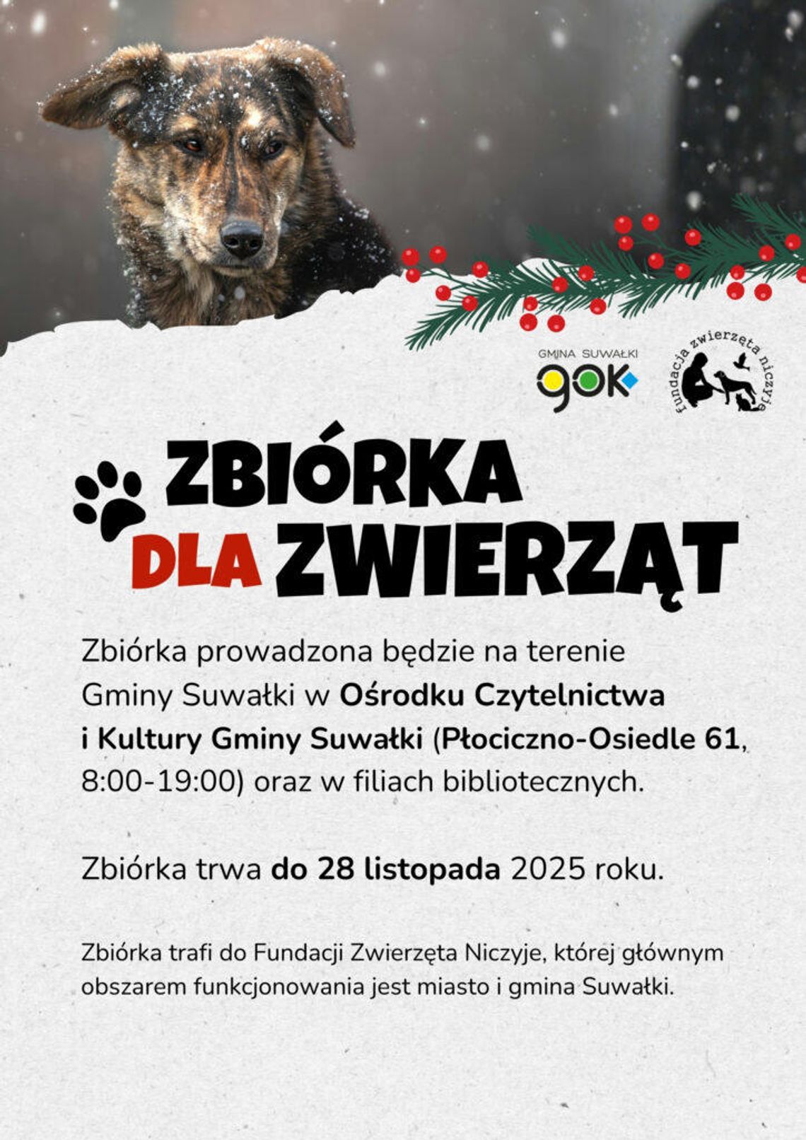 🐾 Zachęcamy do przyłączenia się do zbiórki dla zwierząt! Pomóżmy razem potrzebującym czworonogom 🐾 Zachęcamy do przyłączenia się do zbiórki dla zwierząt! Pomóżmy razem potrzebującym czworonogom