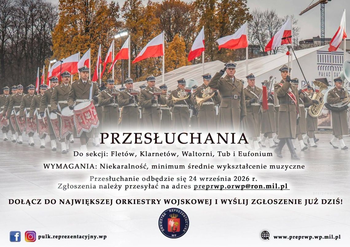 Zagraj w Orkiestrze Reprezentacyjnej Wojska Polskiego. We wrześniu odbędą się przesłuchania