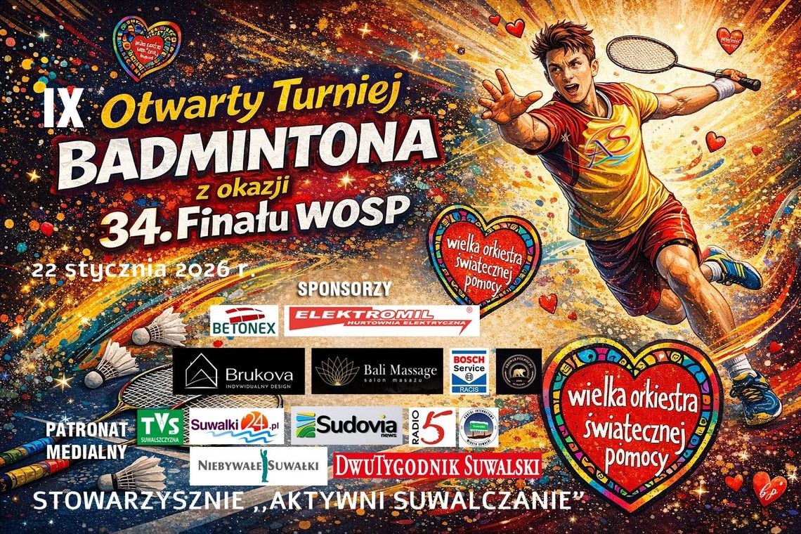 Zagrajmy w badmintona z sercem! Aktywni Suwalczanie dla WOŚP