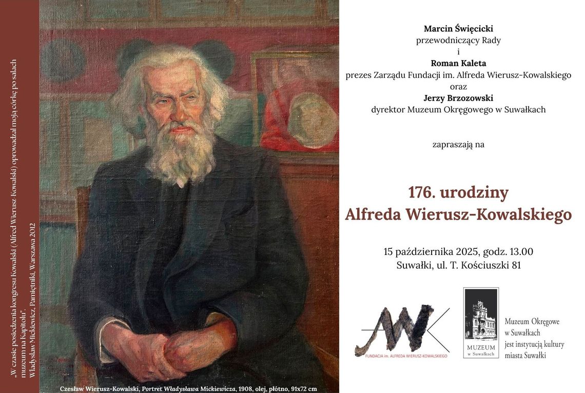 Zaproszenie na 176. urodziny Alfreda Wierusza-Kowalskiego Zaproszenie na 176. urodziny Alfreda Wierusza-Kowalskiego