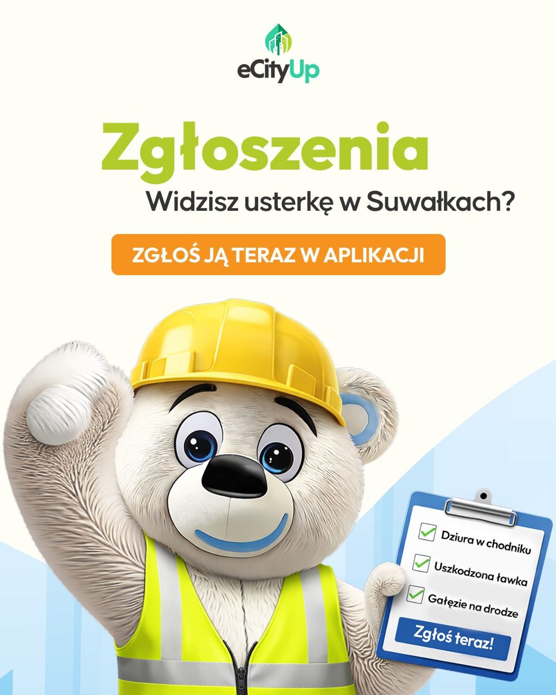 Zgłoś usterkę w Suwałkach przez aplikację eCityUp