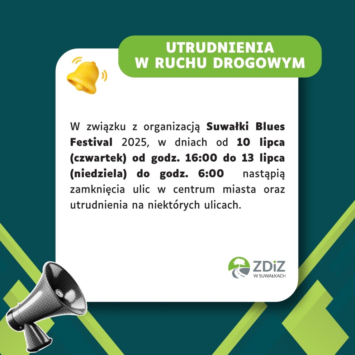 🚧🎶 Zmiany w organizacji ruchu podczas Suwałki Blues Festival 2025!