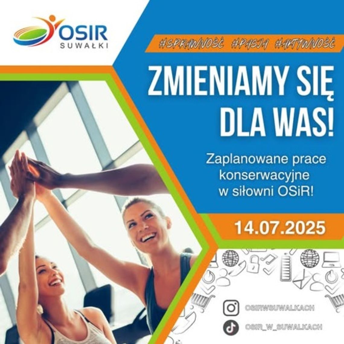 🔧 Zmieniamy się dla Was! Przerwa techniczna w siłowni przy ul. Wojska Polskiego w dniu 14.07