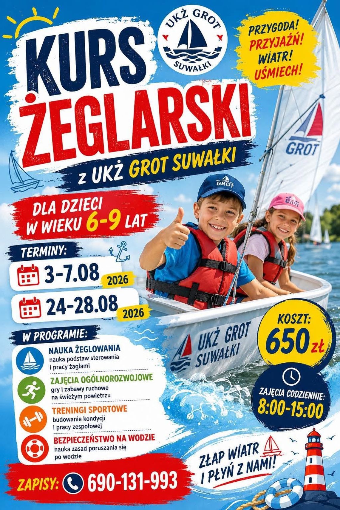 Zwolniły się 2 miejsca na kurs żeglarski dla dzieci. Zajęcia już od 24 sierpnia Zwolniły się 2 miejsca na kurs żeglarski dla dzieci. Zajęcia już od 24 sierpnia