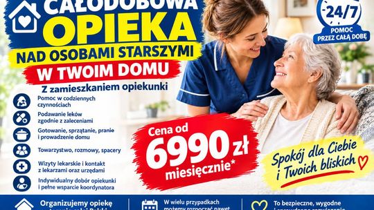 Całodobowy opiekun zamieszka z osobą starszą - od 6990 zł miesięcznie
