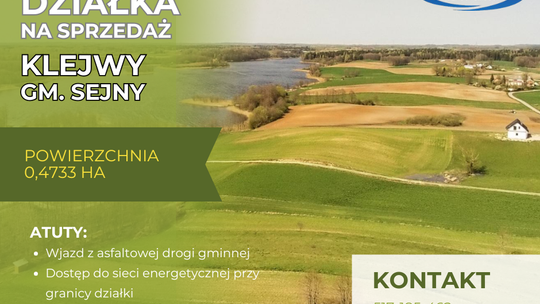 Na sprzedaż działka budowlana – Klejwy, gmina Sejny, woj. podlaskie