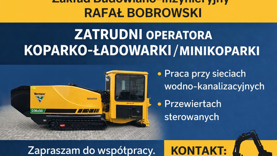Praca dla operatora koparko-ładowarki / minikoparki