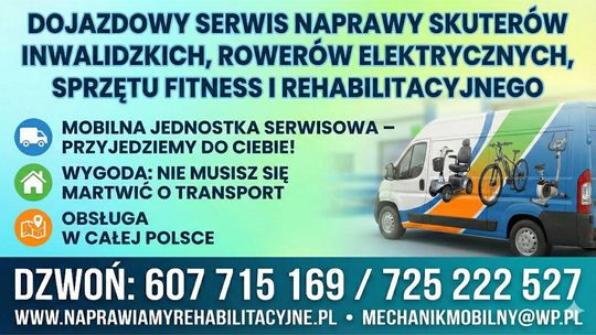 Profesjonalny serwis z dojazdem: rehabilitacja, fitness, skutery, rowery Profesjonalny serwis z dojazdem: rehabilitacja, fitness, skutery, rowery
