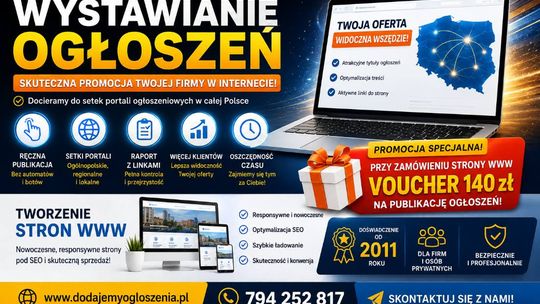 Skuteczne dodawanie ogłoszeń do wielu portali  + Tanie strony WWW