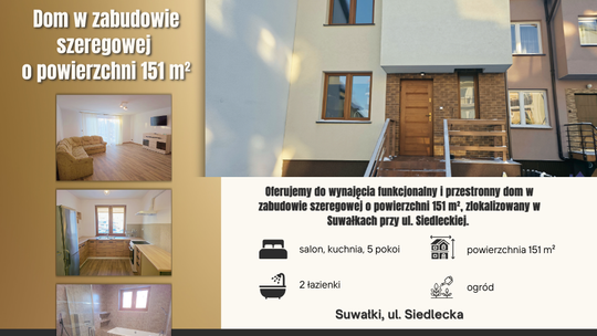 Suwałki, ul. Siedlecka – dom w zabudowie szeregowej do wynajęcia Suwałki, ul. Siedlecka – dom w zabudowie szeregowej do wynajęcia