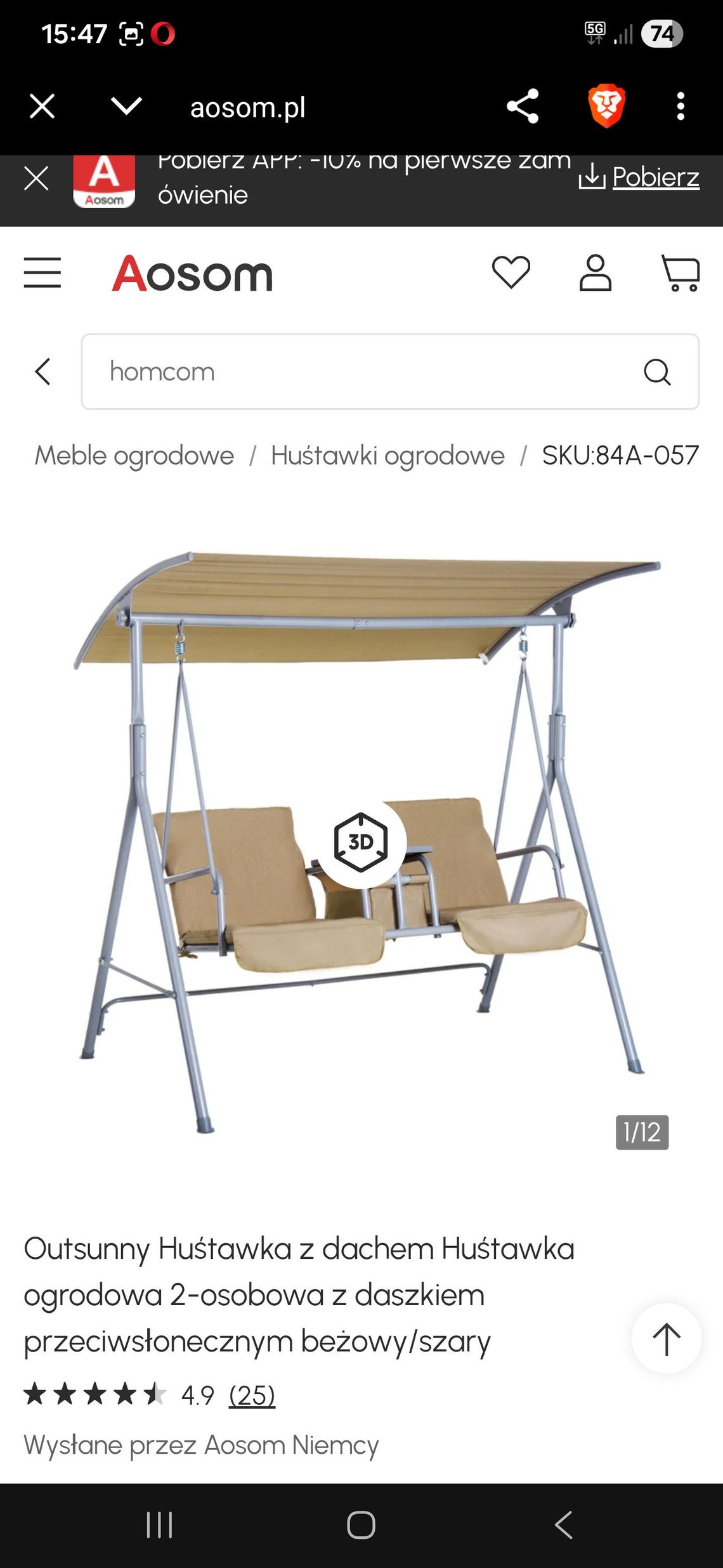 Chustawka ogrodowa 2 osobowa