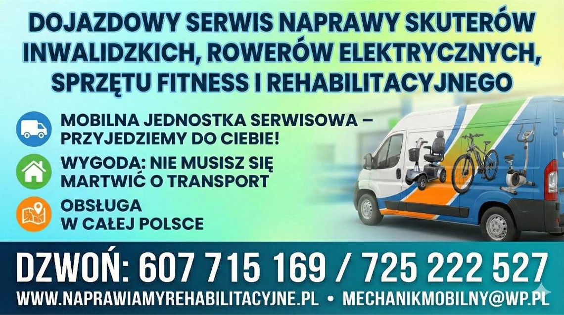 Profesjonalny serwis z dojazdem: rehabilitacja, fitness, skutery, rowery