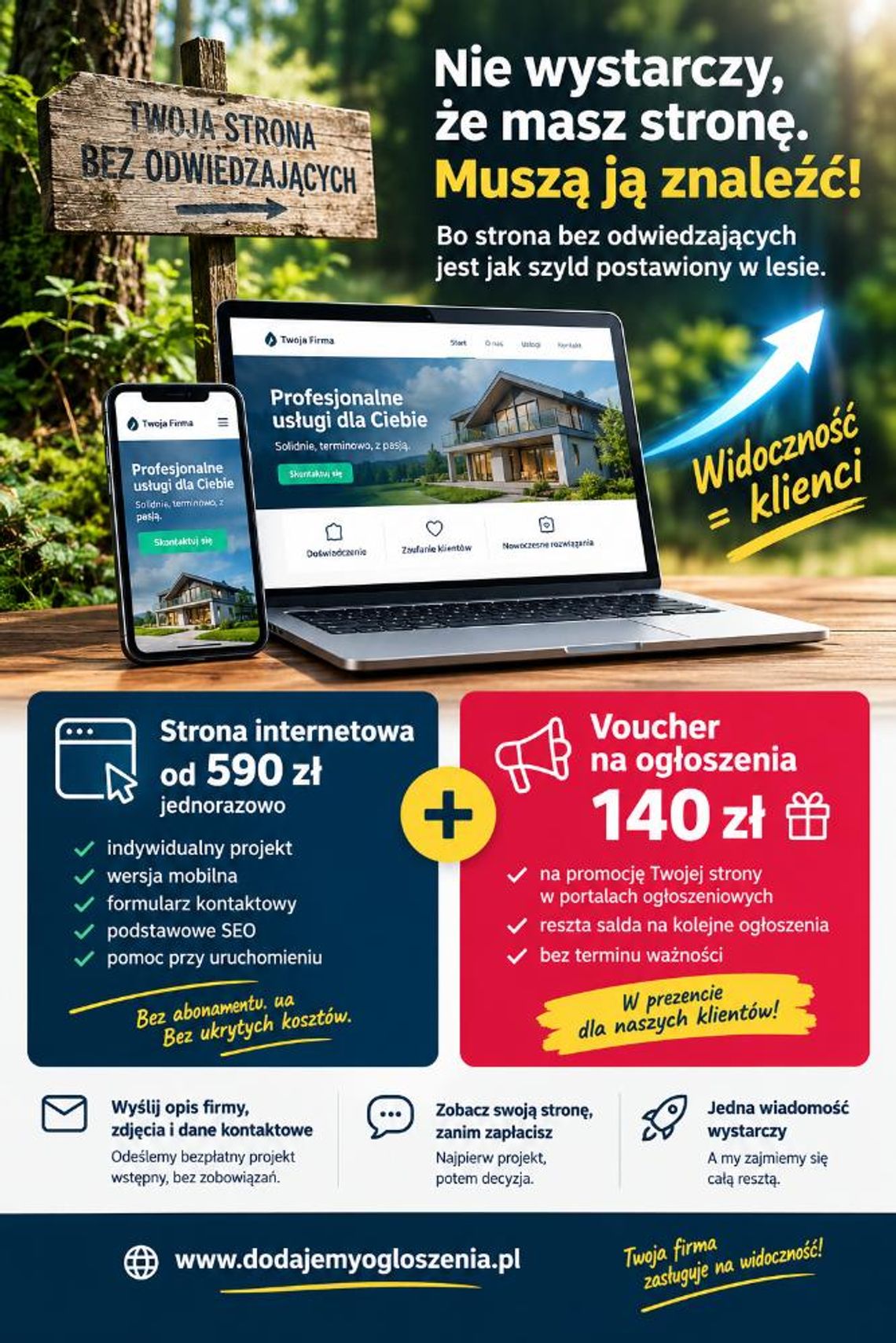 Strona internetowa, o której dowiedzą się Twoi klienci + voucher 140 zł Strona internetowa, o której dowiedzą się Twoi klienci + voucher 140 zł