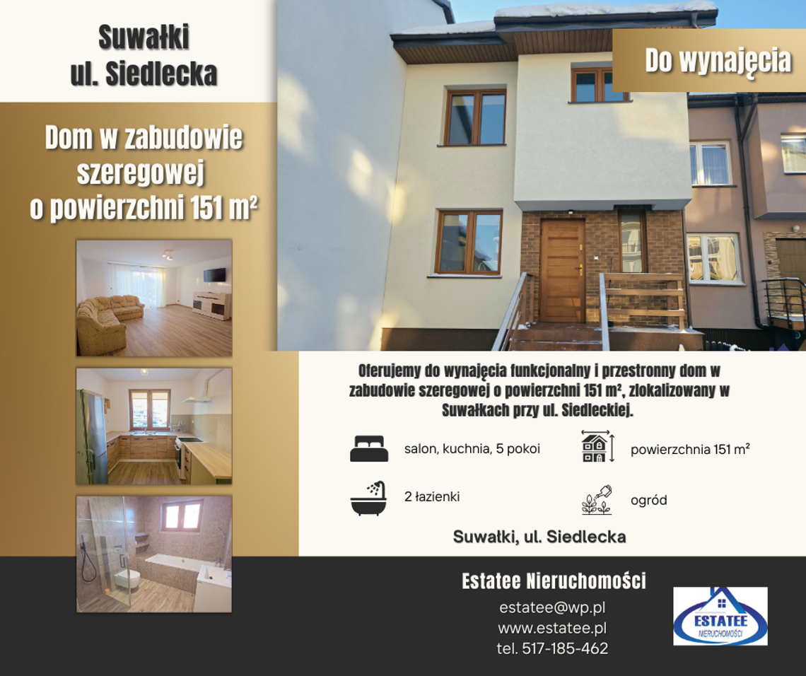 Suwałki, ul. Siedlecka – dom w zabudowie szeregowej do wynajęcia