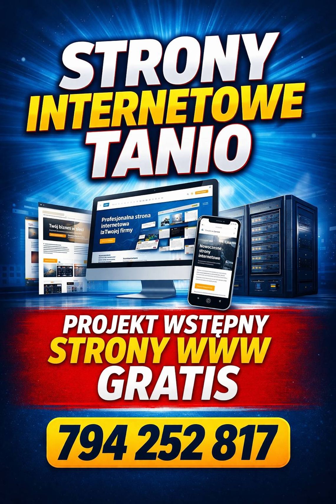 Tanie strony WWW + projekt wstępny strony internetowej za darmo